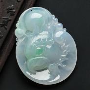 冰种飘翠缅甸翡翠A货英明神武挂件