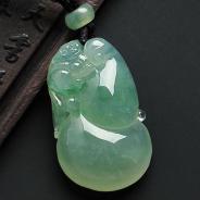 冰种绿晴水缅甸翡翠A货福禄寿挂件