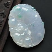 冰种春带彩缅甸翡翠A货节节高挂件