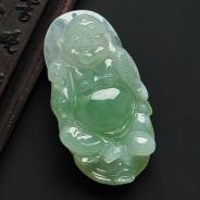 冰种绿晴水缅甸翡翠玉佛挂件