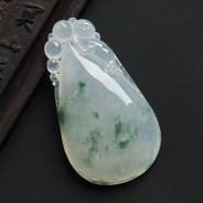 冰种飘花缅甸翡翠A货福瓜挂件