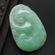 糯冰种翠色缅甸翡翠A货如意挂件
