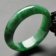 糯冰种翠绿浓绿缅甸翡翠A货手镯（56.3mm）