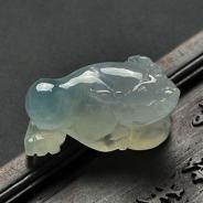 （一口价扫货）冰种淡晴水缅甸翡翠A货金蟾戒面