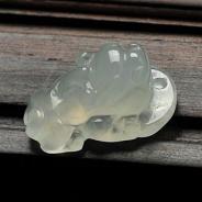 冰种缅甸翡翠A货貔貅戒面