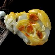 细糯种红黄翡缅甸翡翠A货龙腾四海手玩件