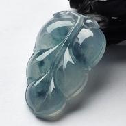 冰种飘花缅甸翡翠A货叶子挂件