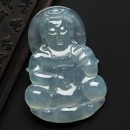 冰种晴水缅甸翡翠A货观音挂件