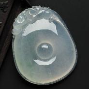 冰种晴水略飘翠缅甸翡翠A货在眼前挂件