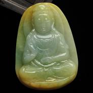 糯冰种黄翡晴水缅甸翡翠A货观音挂件