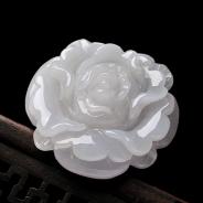 糯冰种淡紫罗兰缅甸翡翠A货玫瑰花挂件