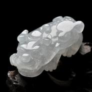 冰种淡晴水缅甸翡翠A货貔貅挂件