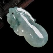 feicui冰种飘花缅甸翡翠A货福瓜挂件