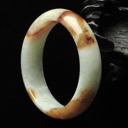 糯冰种褐黄翡缅甸翡翠手镯（52mm）