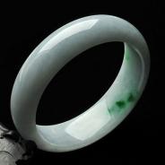 糯冰种晴水略飘翠缅甸翡翠A货手镯（58.6mm）