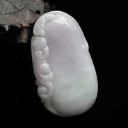 细糯种春带彩缅甸翡翠A货福瓜挂件