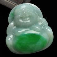 糯冰种翠色缅甸翡翠A货玉佛挂件