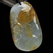 冰种黄翡缅甸翡翠A货蝶恋花挂件