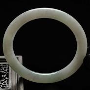 糯冰种淡晴水缅甸翡翠A货圆条手镯（50.9mm）