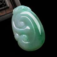 糯冰种翠色缅甸翡翠A货如意寿挂件