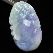 糯冰种春带彩缅甸翡翠A货福寿如意挂件