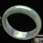 糯冰种淡春带彩缅甸翡翠A货手镯（58mm）