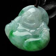 糯冰种翠色缅甸翡翠A货玉佛挂件