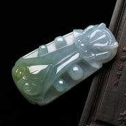 糯冰种晴水略带黄翡缅甸翡翠A货龙头挂件
