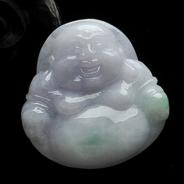 糯冰种春带彩缅甸翡翠A货玉佛挂件