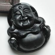 糯冰种墨翠缅甸翡翠A货玉佛挂件