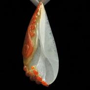 糯冰种红翡缅甸翡翠A货玉兰花挂件