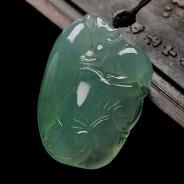 冰种晴水缅甸翡翠A货生肖鼠挂件