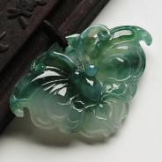 冰种飘花缅甸翡翠A货蝴蝶挂件