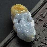 糯冰种紫罗兰黄翡缅甸翡翠A货乳龙出壳挂件