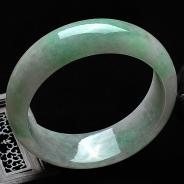 糯冰种春带彩缅甸翡翠A货手镯（57.2mm）