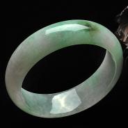 糯冰种春带彩缅甸翡翠A货手镯（57.2mm）