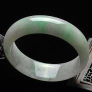 糯冰种春带彩缅甸翡翠A货手镯（57.2mm）