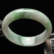 糯冰种春带彩缅甸翡翠A货手镯（55.1mm）