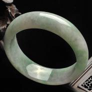 糯冰种春带彩缅甸翡翠A货手镯（55.1mm）