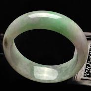 糯冰种春带彩缅甸翡翠A货手镯（51.1mm）