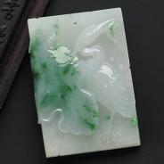 糯冰种飘花缅甸翡翠A货一路连科挂件