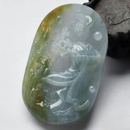 糯冰种晴水带黄翡缅甸翡翠A货踏雪寻梅挂件