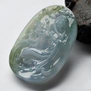 糯冰种晴水略带黄翡缅甸翡翠A货踏雪寻梅挂件