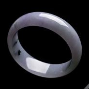糯冰种春带彩略飘花缅甸翡翠A货手镯（59mm）
