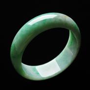 糯冰种翠色略带黄翡缅甸翡翠A货手镯（59.7mm）