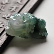 冰种飘花缅甸翡翠A货金蟾挂件