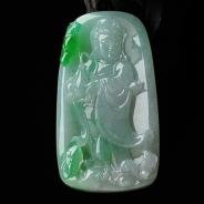 糯冰种飘翠缅甸翡翠A货观音挂件