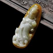 糯冰种黄翡缅甸翡翠A货观音挂件