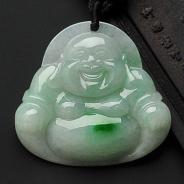 糯冰种飘翠缅甸翡翠A货玉佛挂件