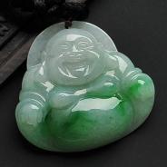 糯冰种飘翠缅甸翡翠A货玉佛挂件